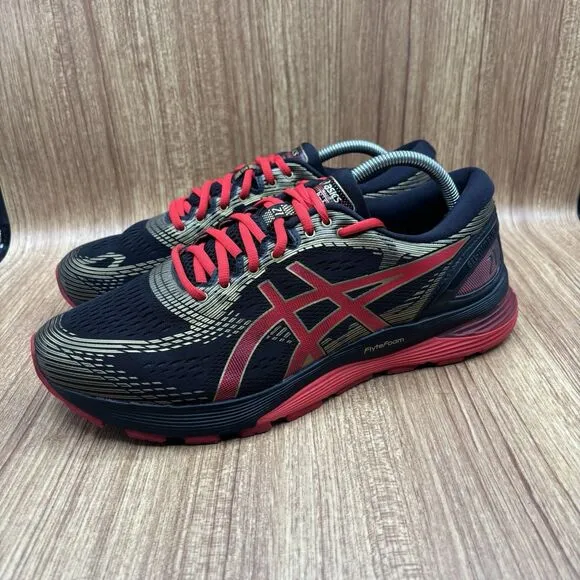 Asics Gel Nimbus 21 Mens Black Red Gold Athletic Shoes Size US 11 1011A257