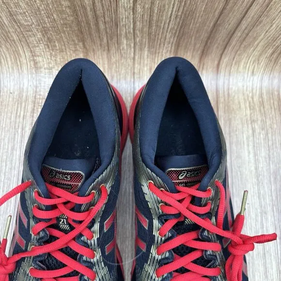 Asics Gel Nimbus 21 Mens Black Red Gold Athletic Shoes Size US 11 1011A257