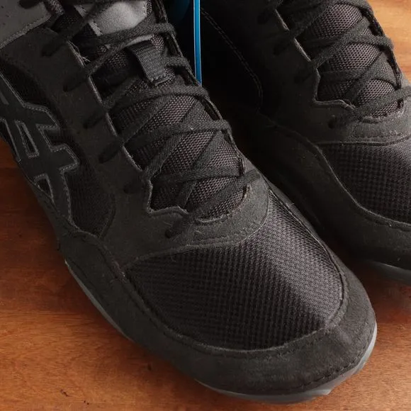 Asics Wrestling Shoes Mens SZ 13 BLK Gray Snapdown II Lace Up Athletic J703Y NWT