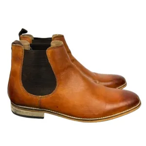 ASOS Chelsea Boots Mens 10 Brown Topman Fenn Leather Classic Dress Ankle Pull On
