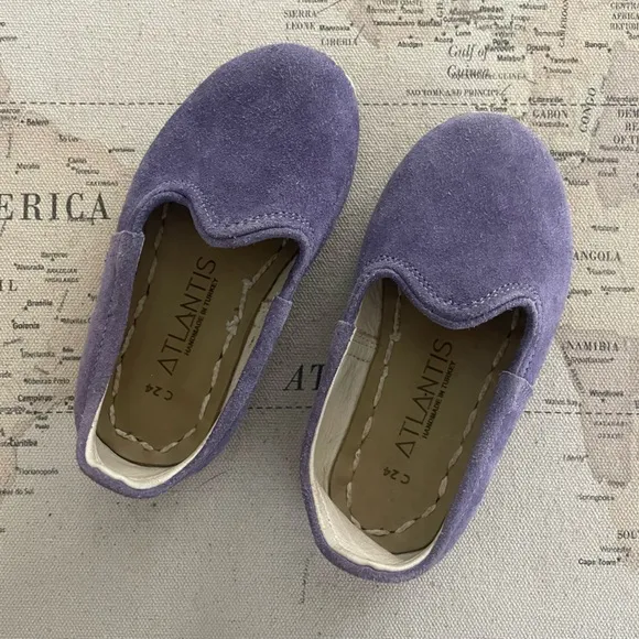 Atlantis Barefoot Shoes - Natural Leather Purple Suede Children’s Size C 24 NWOT