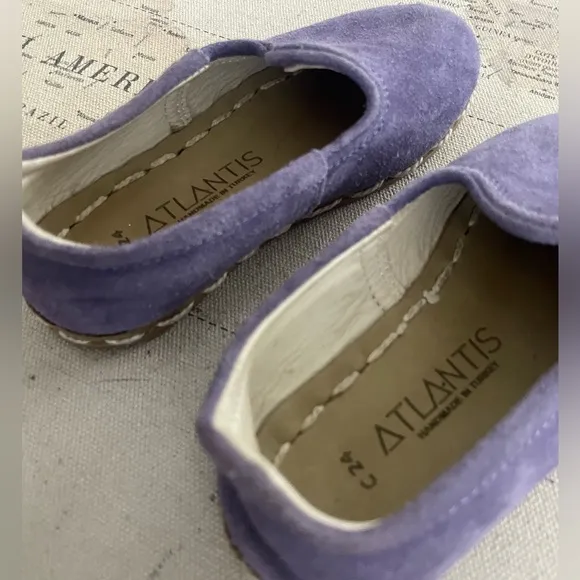 Atlantis Barefoot Shoes - Natural Leather Purple Suede Children’s Size C 24 NWOT