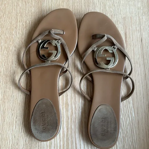 Authentic Gucci tan leather sandals