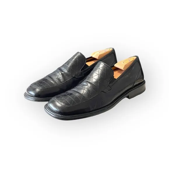 Avventura ᪣ Hand Crafted Quilted Detail Dress Shoe Loafers ᪣ Black Leather ᪣ 10M