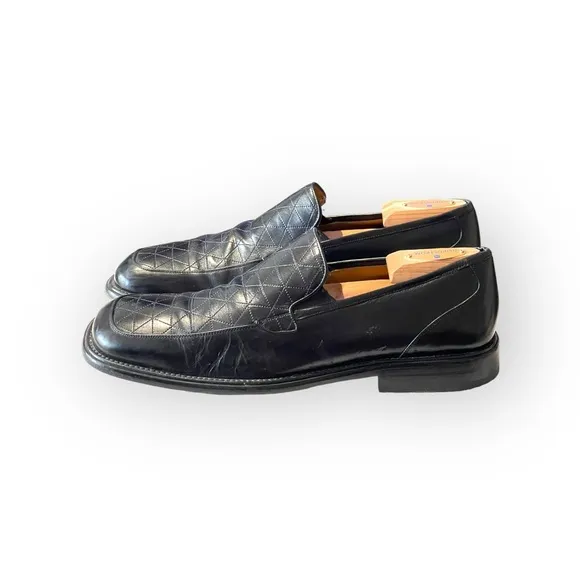 Avventura ᪣ Hand Crafted Quilted Detail Dress Shoe Loafers ᪣ Black Leather ᪣ 10M