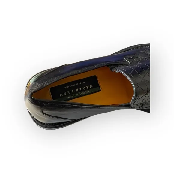Avventura ᪣ Hand Crafted Quilted Detail Dress Shoe Loafers ᪣ Black Leather ᪣ 10M