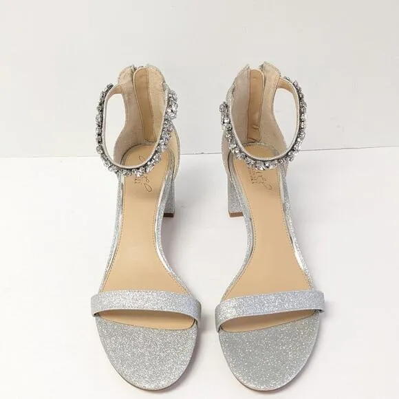 Badgley Mischka Catalina Heeled Sandals, Silver, Women's 11 M