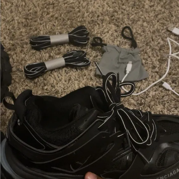 Balenciaga Black Athletic Shoes with Accessories