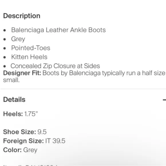 Balenciaga Gray Ankle Boots