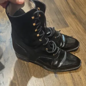 Bally Black Leather Lace-Up Marian Boots Sz 36.5