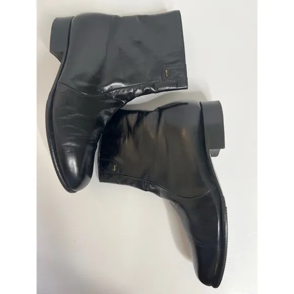 Bally Lexus Black Leather Zip Ankle Boots Sz 5  Men