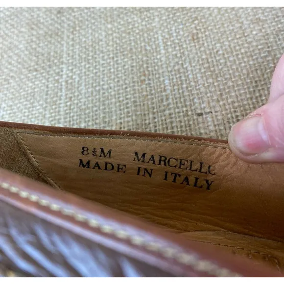 Bally Mens Marcello Made in Italy Brown Leather Tassel/Weave Loafers Size 8.5M