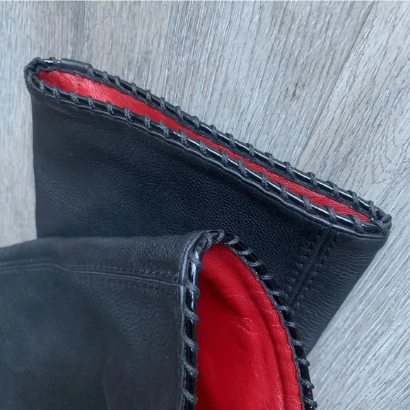 Bally Meraly Leather Tall Boots Wooden High Heels Red Lined Size 6.5 Italy Made