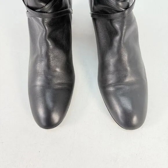 BALLY Size EU 37.5 / US 7 FALTA Black Leather High Ankle Boots Block Heal