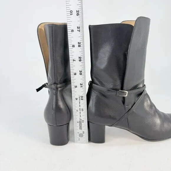 BALLY Size EU 37.5 / US 7 FALTA Black Leather High Ankle Boots Block Heal