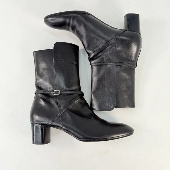 BALLY Size EU 37.5 / US 7 FALTA Black Leather High Ankle Boots Block Heal