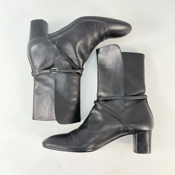 BALLY Size EU 37.5 / US 7 FALTA Black Leather High Ankle Boots Block Heal