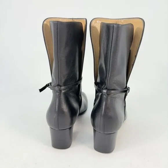 BALLY Size EU 37.5 / US 7 FALTA Black Leather High Ankle Boots Block Heal
