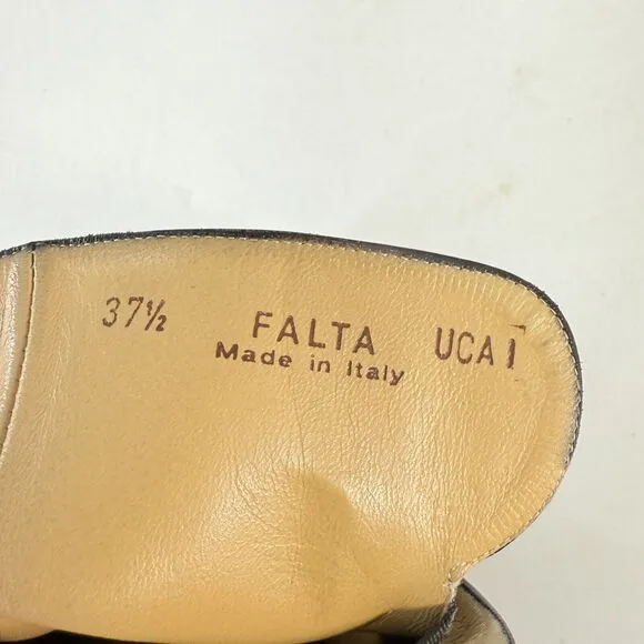 BALLY Size EU 37.5 / US 7 FALTA Black Leather High Ankle Boots Block Heal