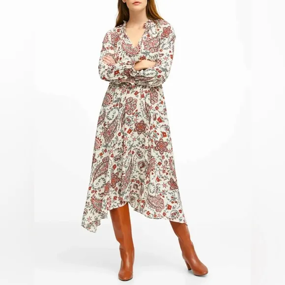 Banana Republic Paisley &amp; Floral Printed Kerchief Hem Dress US6 $159
