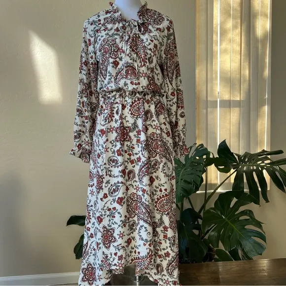 Banana Republic Paisley &amp; Floral Printed Kerchief Hem Dress US6 $159