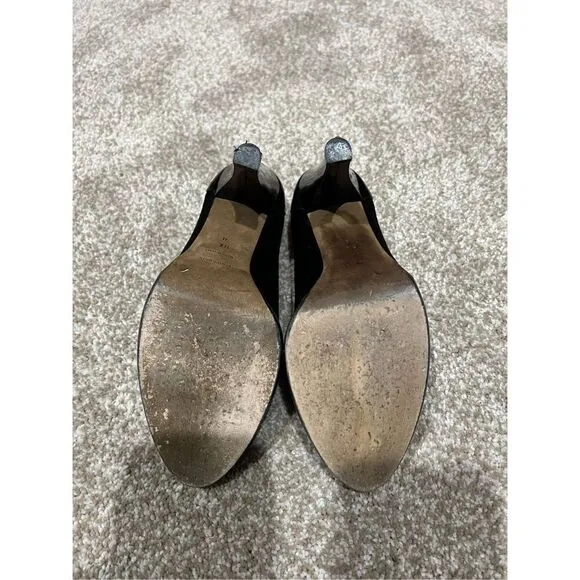 Banfi Zambrelli Black Leather Patent Pump Shoes Slip On Slim Heel size 8.5