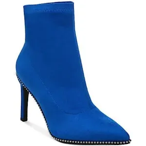 Bar lll Blue Suede Melanay Pointy Heeled Beaded Bootie Sz 8