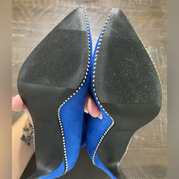 Bar lll Blue Suede Melanay Pointy Heeled Beaded Bootie Sz 8