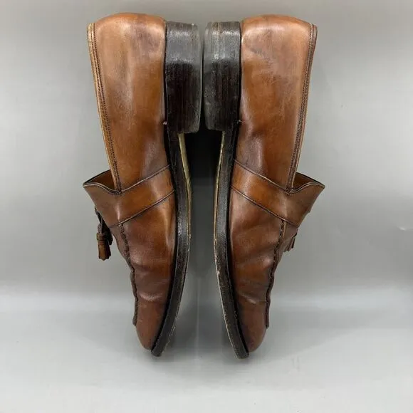 Barker Custom Grade Tassel Loafers Men Size 10 11 US Brown Leather Slip On Shoes