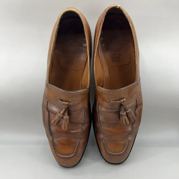 Barker Custom Grade Tassel Loafers Men Size 10 11 US Brown Leather Slip On Shoes