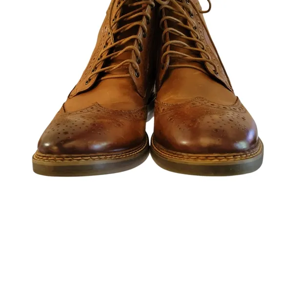 Base london Brown Leather Ankle Boots with Sturdy Soles Size 10