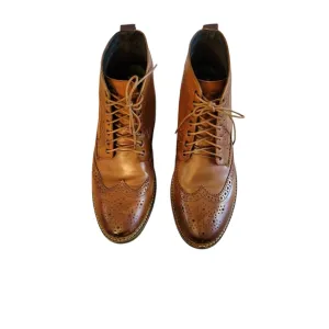 Base london Brown Leather Ankle Boots with Sturdy Soles Size 10