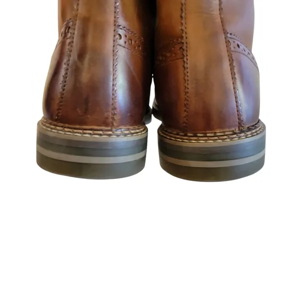 Base london Brown Leather Ankle Boots with Sturdy Soles Size 10