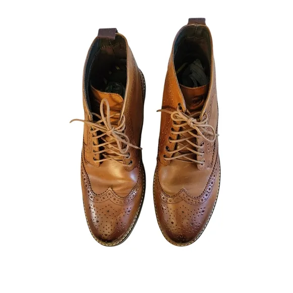 Base london Brown Leather Ankle Boots with Sturdy Soles Size 10