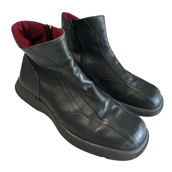 Bata Mens Biker Black Ankle Leather Lined Size Zip Boots EU 44 / US 11