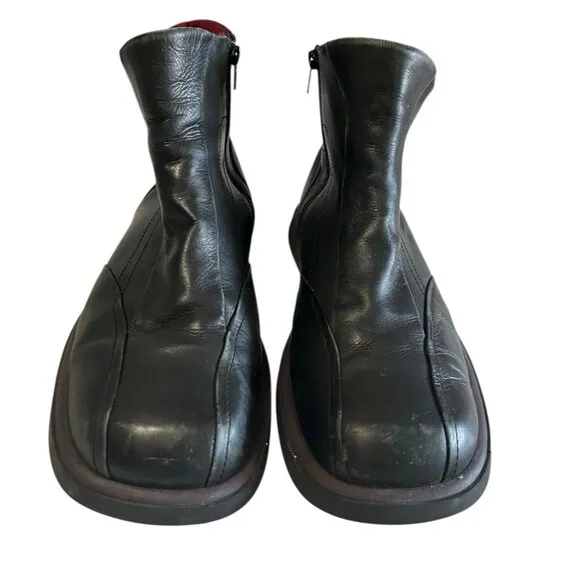 Bata Mens Biker Black Ankle Leather Lined Size Zip Boots EU 44 / US 11