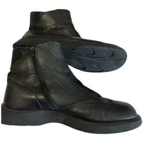 Bata Mens Biker Black Ankle Leather Lined Size Zip Boots EU 44 / US 11