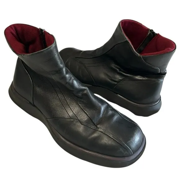 Bata Mens Biker Black Ankle Leather Lined Size Zip Boots EU 44 / US 11