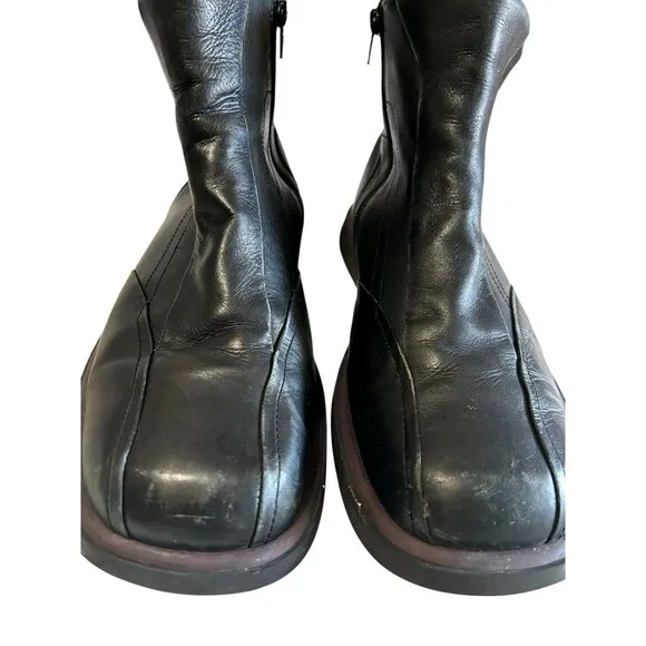 Bata Mens Biker Black Ankle Leather Lined Size Zip Boots EU 44 / US 11