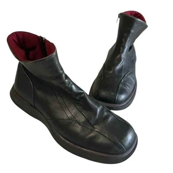Bata Mens Biker Black Ankle Leather Lined Size Zip Boots EU 44 / US 11