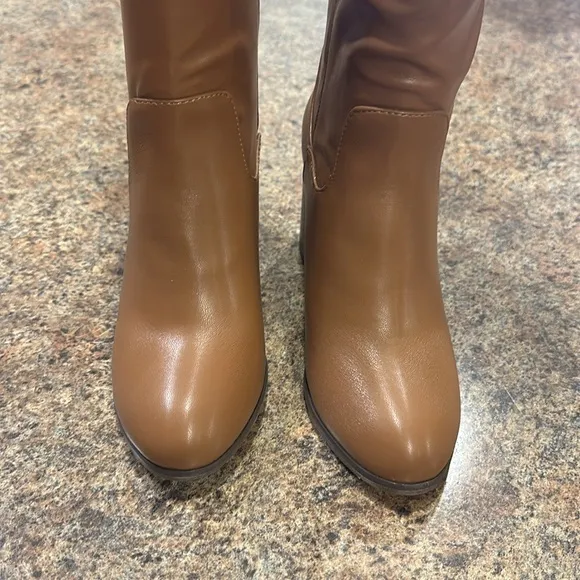 BC Footwear Free People Tall Pull On Vegan Leather Boots Cognac Womens Size 6