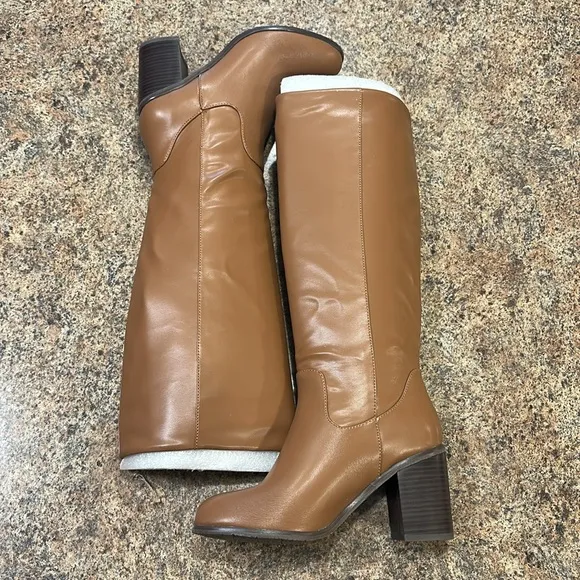 BC Footwear Free People Tall Pull On Vegan Leather Boots Cognac Womens Size 6