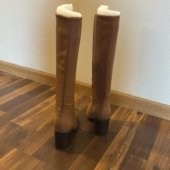 BC Footwear Free People Tall Pull On Vegan Leather Boots Cognac Womens Size 6