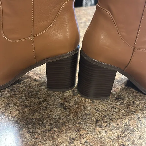 BC Footwear Free People Tall Pull On Vegan Leather Boots Cognac Womens Size 6