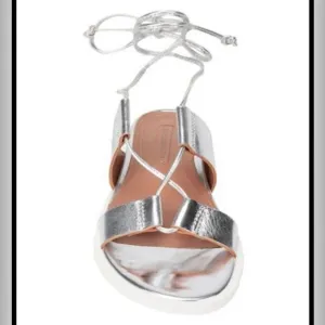 BCBG MaxAzria Sandals In Silver leather