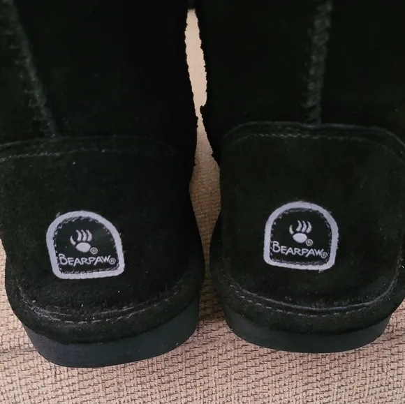 BEARPAW YOUTH EMMA BLACK TALL SUEDE SHEEPSKIN BOOTS