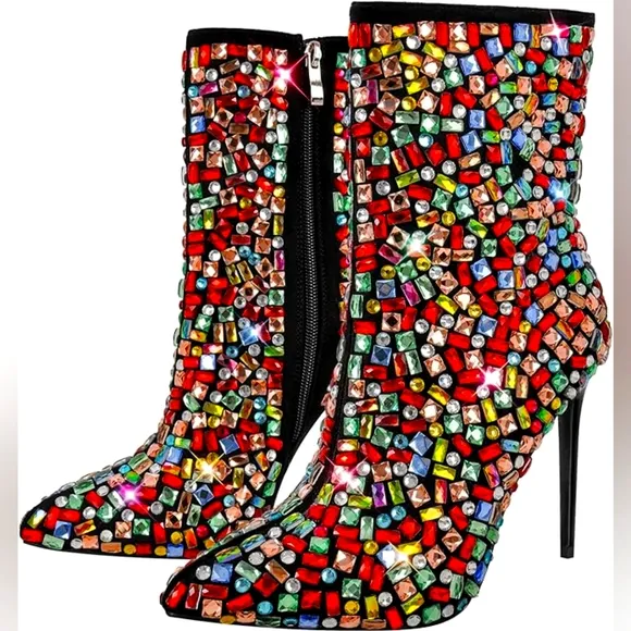Beautiful Colorful Mosaic Ankle Boots