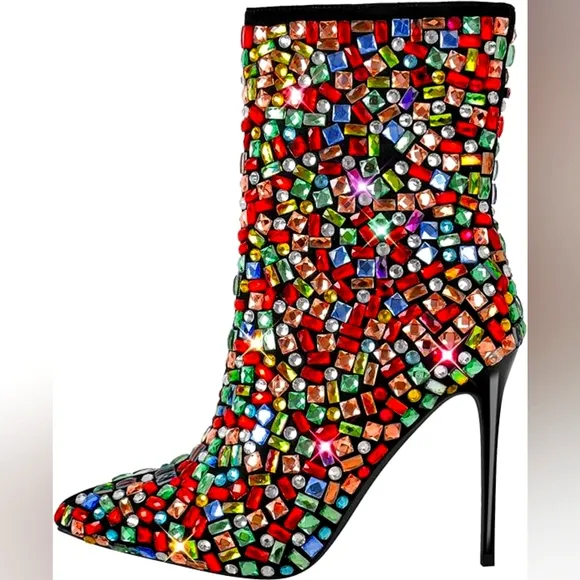 Beautiful Colorful Mosaic Ankle Boots