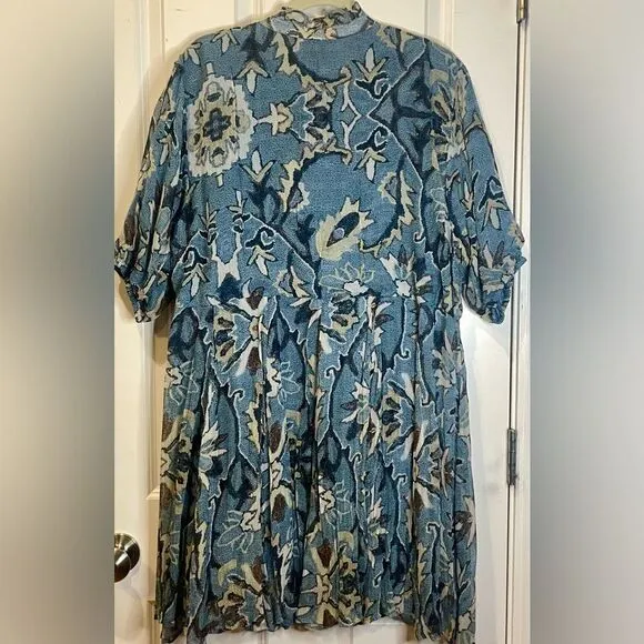 Beautiful Women's HANNAH ARTWEAR Gaia Mini Dress Saks Dainty‎ Blue Multi Size 2