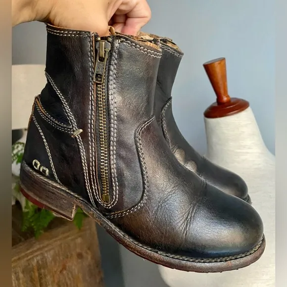 Bed Stu Eiffel Women’s 6 Bed Stu Eiffel Black Leather Zip Up Heeled Boots